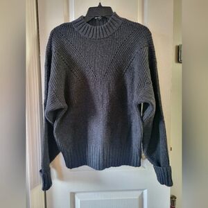 NWOT Free Assembly Oversized Mock Neck Pointelle Chevron Ribbed Sweater Small